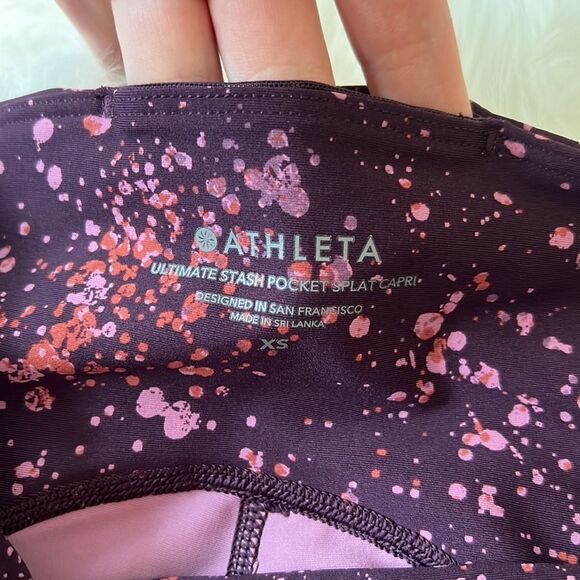 Athleta ultimate stash pocket splat capri splatter paint leggings - Picture 3 of 8